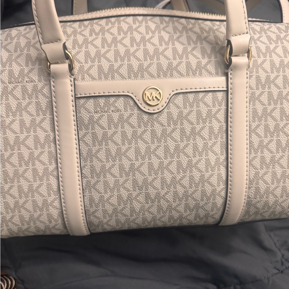 Michael Kors Cream Shoulder Bag with Monogram Design